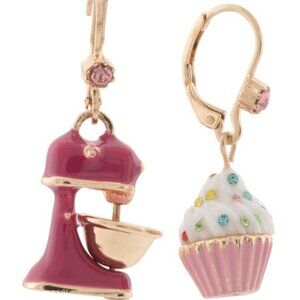 Betsey Johnson Mismatched Cupcake/Mixer Drop Earrings NWT